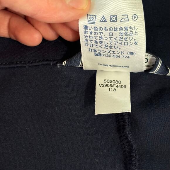 Lands End Legging Womens Large Navy Ankle Basic Elastic Waist High Rise Thick - Picture 11 of 11